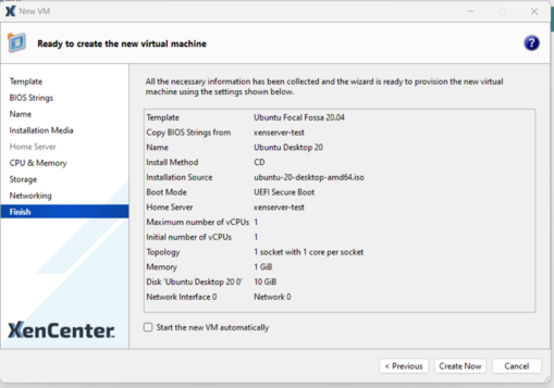 pxm create a new VM